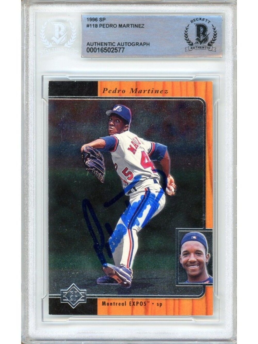 Pedro Martinez Signed 1996 Upper Deck SP #118 Montreal Expos BAS Slab MLB Auto